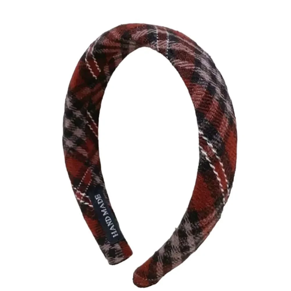 Wine Red Plaid Headband